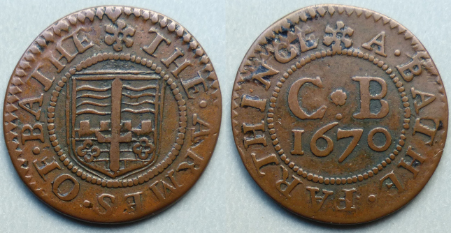 Bath, city issue 1670 farthing N3951